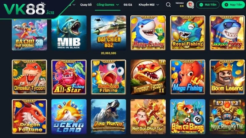 Bắn Cá VK88 - Địa Chỉ Săn Cá Trực Tuyến Đổi Thưởng Bất Ngờ Sảnh FC thế giới đại dương kỳ ảo đầy mê hoặc